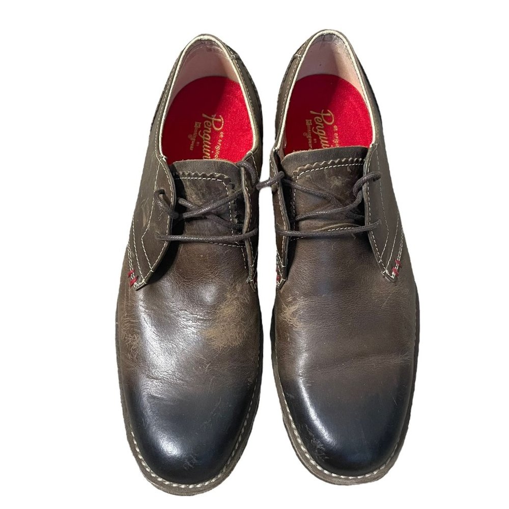 Penguin By Munsingwear Retro Brown Leather Derby Oxfords Men's Size 9.5
